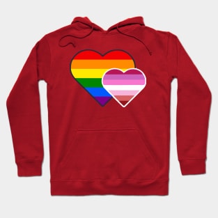 Lipstick Lesbian Double Heart Hoodie